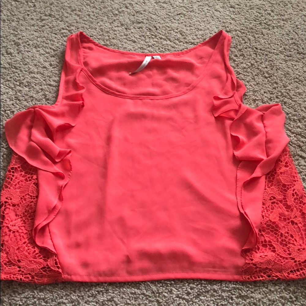 Lauren Conrad XL Coral tank top with lace back